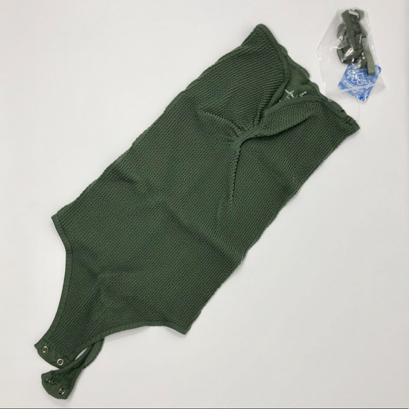 Free People Catch Up Bodysuit Thong Army Green - Picture 14 of 16